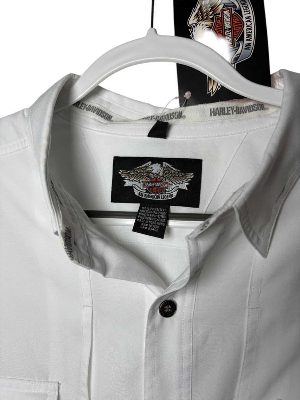 Harley Davidson Long Sleeve White Button Down Shirt XXL Embroidered NWT Biker - Picture 5 of 7